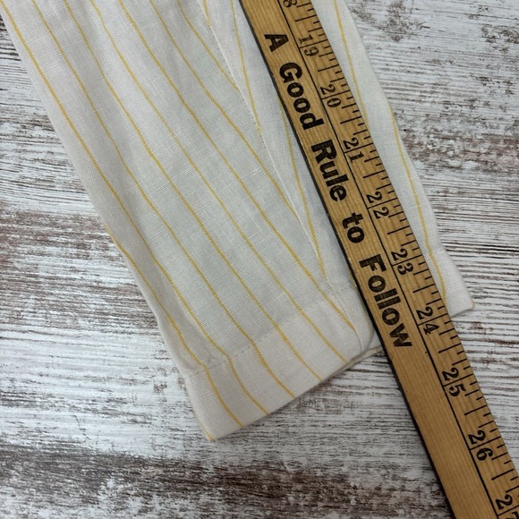 Cynthia Rowley Sz Medium 100% Linen Blazer Jacket Ivory Yellow Flip Pocket - Picture 13 of 14